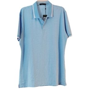 NWT G/Fore Blue and White Striped Polo Shirt‎ Men's Large